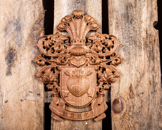 Custom Carved Coat of Arms, Unique Wedding Gift, Solid Hardwood Family Crests, Unique Handmade Gift