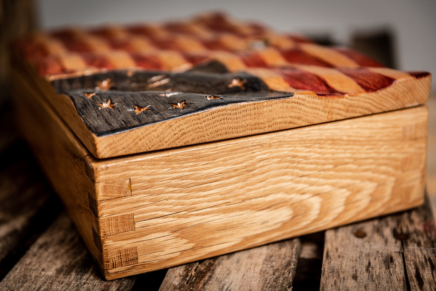 Custom Betsy Ross American Flag Gun Safe | Pistol Case | Custom Handgun Case | Wood Gun Case | Custom Gun Cabinet | Second Amendment