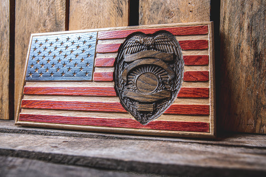 Personalized Police Officer Gift | NYPD I | CPD | LAPD | Wood Flag | Police Officer Retirement | Unique Handmade Gift