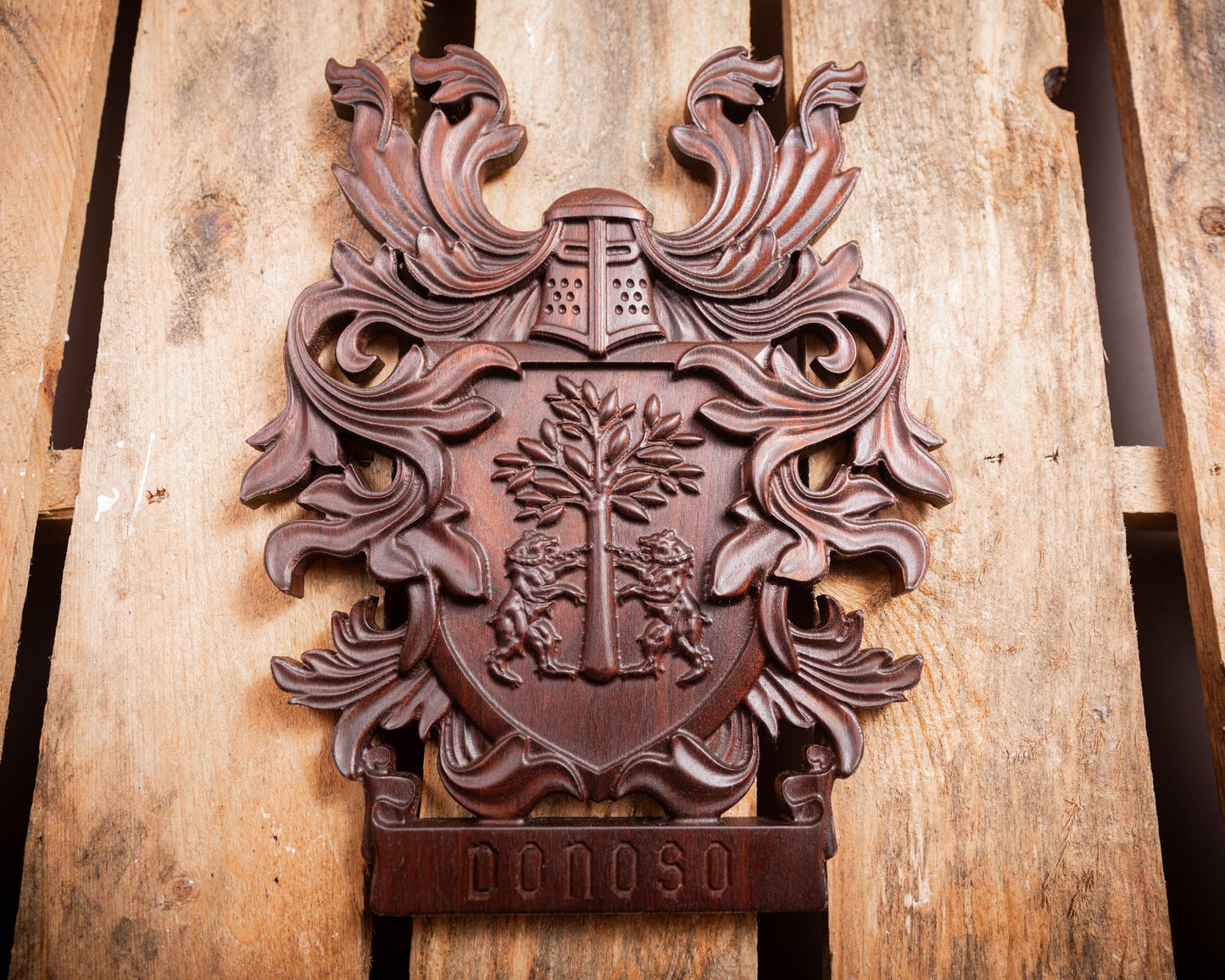 Custom Family Crest Wall Sign Carving - Family Name Sign - Established Date Sign - Wood Coat of Arms - Unique Handmade Gift