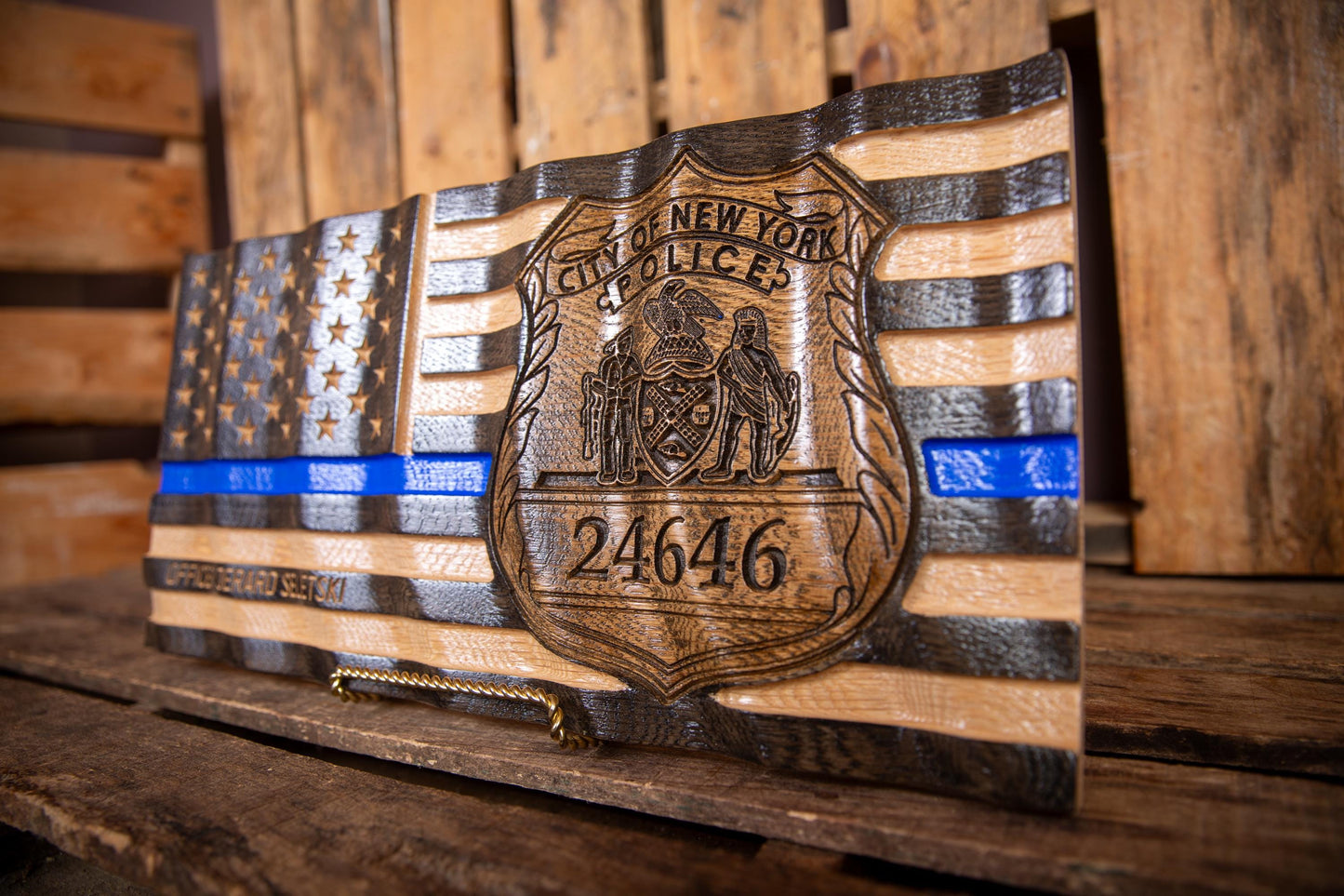 Ultimate NYPD Personalized Thin Blue Line Flag | Police Officer Gift | Badge | Police Retirement Gift | Police Graduation | New York