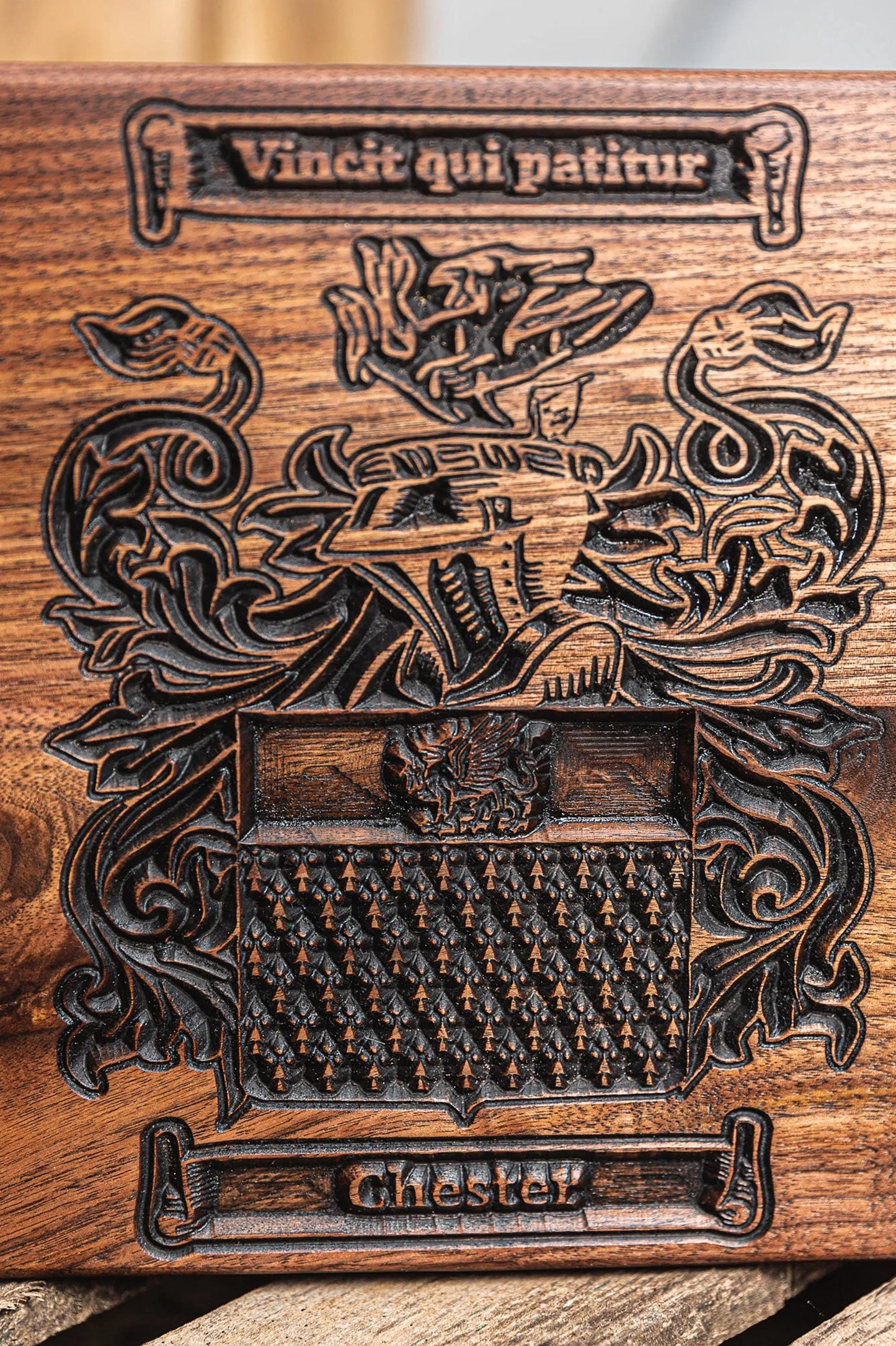 Family Crest Keepsake Box, Unique 5th Anniversary Gift for Him, Custom Handmade Gift