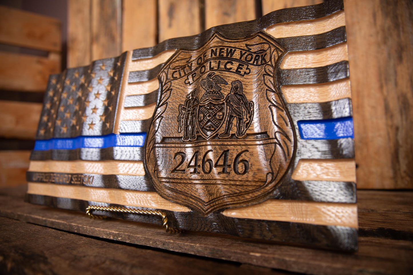 Ultimate NYPD Personalized Thin Blue Line Flag | Police Officer Gift | Badge | Police Retirement Gift | Police Graduation | New York
