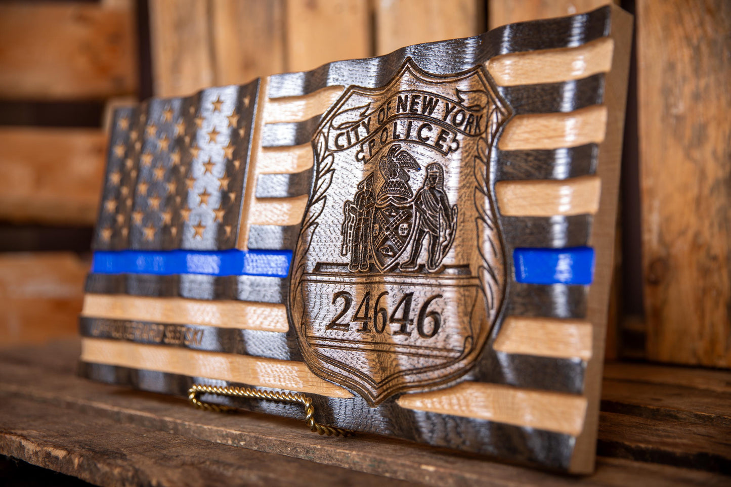 Ultimate NYPD Personalized Thin Blue Line Flag | Police Officer Gift | Badge | Police Retirement Gift | Police Graduation | New York