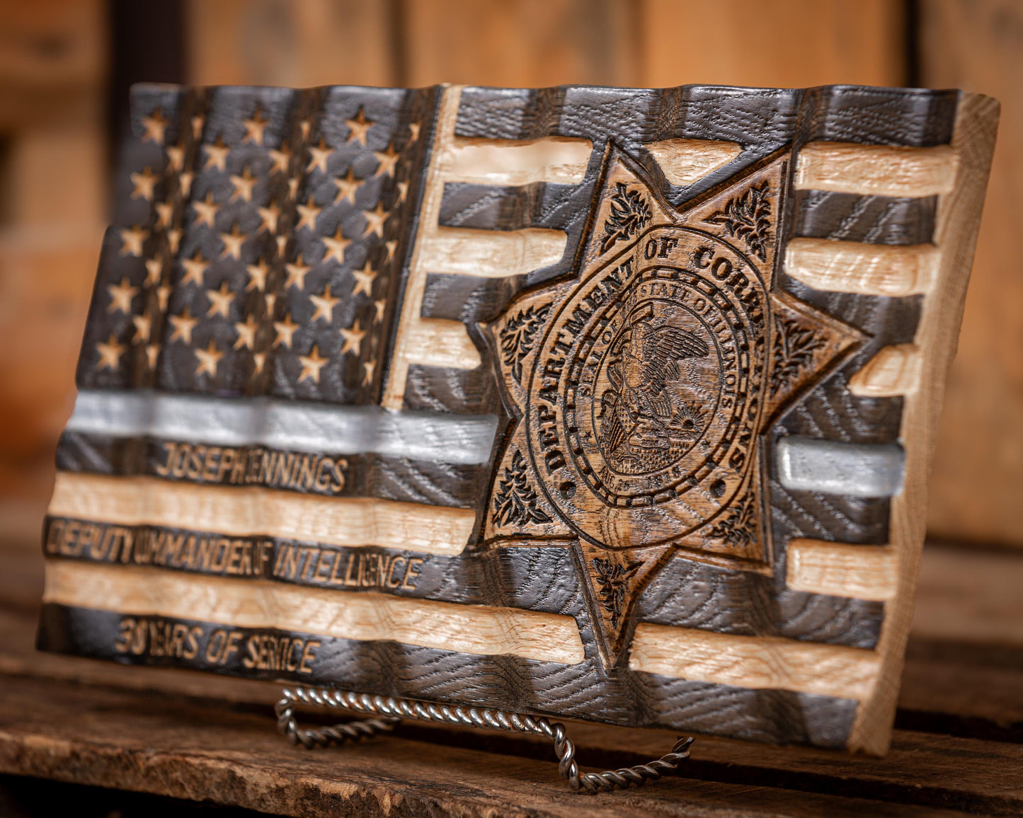 Personalized Correctional Officer Gift, Personalized Thin Gray Line Flag
