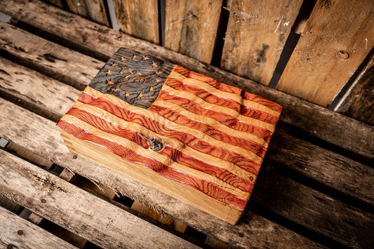 Custom Betsy Ross American Flag Gun Safe | Pistol Case | Custom Handgun Case | Wood Gun Case | Custom Gun Cabinet | Second Amendment
