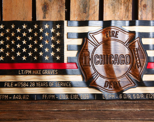 Personalized Firefighter Gift - Large Thin Red Line Flag